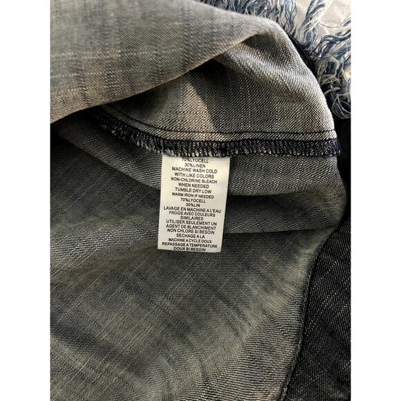 Trina Turk Indigo Kaiko Denim Lyocell/ Linen Blend Blouse Sz M - Picture 8 of 9